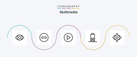 multimedia linea 5 icona imballare Compreso . Visualizza. multimedia. messa a fuoco. multimedia vettore