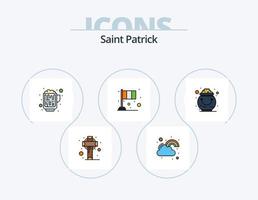 santo patrick linea pieno icona imballare 5 icona design. trifoglio. irlandesi. marcatore. Irlanda. Festival vettore