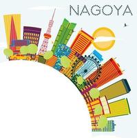 nagoya orizzonte con colore edifici, blu cielo e copia spazio. vettore