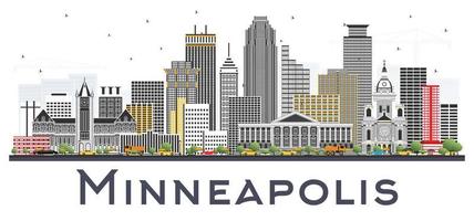 minneapolis Minnesota Stati Uniti d'America orizzonte con colore edifici isolato su bianca sfondo. vettore