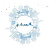 schema Jacksonville orizzonte con blu edifici e copia spazio. vettore