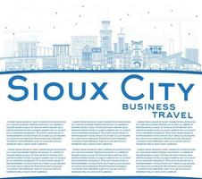 schema sioux città Iowa orizzonte con blu edifici e copia spazio. vettore