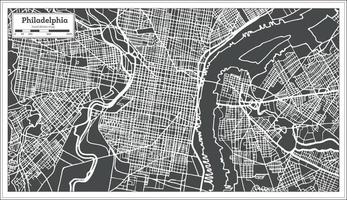 Filadelfia Pennsylvania Stati Uniti d'America carta geografica nel retrò stile. vettore