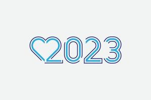 2023 contento nuovo anno logo con cuore, amore forma vettore