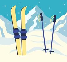 ricorrere con paio di sci nel il montagne. sport concetto vettore illustrazione nel piatto stile