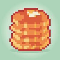 Pancake a 8 bit pixel. cibo per risorse di gioco e schemi a punto croce nelle illustrazioni vettoriali. vettore