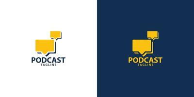 Podcast parlare moderno minimalista logo vettore