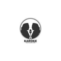 karoke ragazza nero e bianca logo vettore