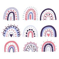 decorazioni scandinave arcobaleno carino doodle vettore