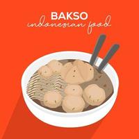 indonesiano cibo bakso illustrazione nel piatto stile vettore