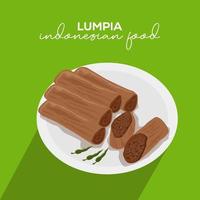 indonesiano cibo lumpia illustrazione nel piatto stile vettore