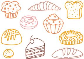 Vettori di Doodle di pasticceria francese gratis