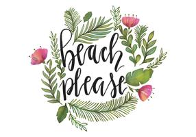 Spiaggia per favore acquerello lettering vettoriale