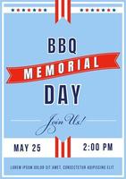 poster del barbecue del memorial day vettore