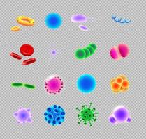 set di icone di batteri e virus vettore