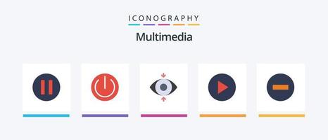 multimedia piatto 5 icona imballare Compreso . giocare a. rimuovere. creativo icone design vettore