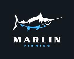 Marlin pesce spada pesce mare oceano marino natura pesca frutti di mare acqua salata portafortuna vettore logo design