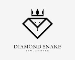 diamante serpente corona gemma vipera re gioielleria cobra monarca linea semplice astratto vettore logo design
