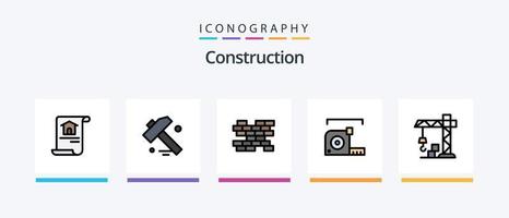 costruzione linea pieno 5 icona imballare Compreso strada. cono. costruire. mettere in guardia. costruire. creativo icone design vettore