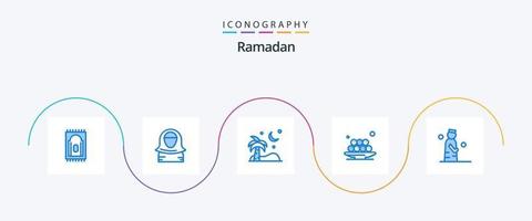 Ramadan blu 5 icona imballare Compreso Islam. pasto. Ramadan. il pranzo. cibo vettore