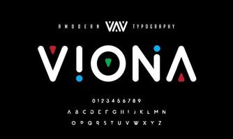 viona creativo urbano sport moda futuristico font numeri. moderno astratto digitale alfabeto font. minimo tecnologia tipografia. vettore