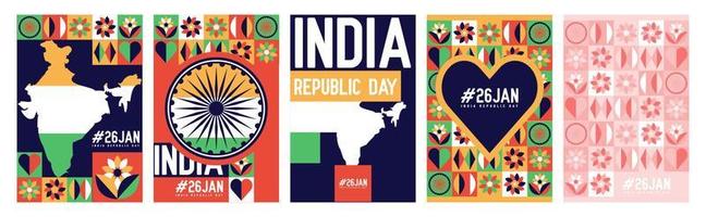 collezione di India 26 gennaio repubblica giorno geometrico illustrazione. per saluto carta, manifesto, libro coperchio, striscione, inviare design. vettore