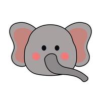 carino elefante viso selvaggio animale personaggio nel animato cartone animato vettore illustrazione