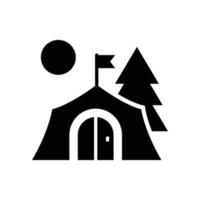 campeggio luogo vettore solido icona con sfondo stile illustrazione. campeggio e all'aperto simbolo eps 10 file