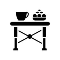 campeggio tavolo vettore solido icona con sfondo stile illustrazione. campeggio e all'aperto simbolo eps 10 file