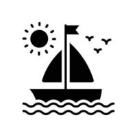 barca vettore solido icona con sfondo stile illustrazione. campeggio e all'aperto simbolo eps 10 file