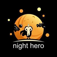 semplice e unico eroe con luminosa notte sfondo o Luna Immagine grafico icona logo design astratto concetto vettore scorta. può essere Usato come un' simbolo relazionato per personaggio o comico.