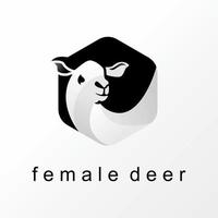 semplice e unico femmina cervo nel negativo spazio esagono Immagine grafico icona logo design astratto concetto vettore scorta. può essere Usato come un' simbolo relazionato per animale o carattere.