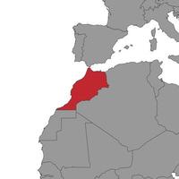 Marocco su mondo carta geografica. vettore illustrazione.