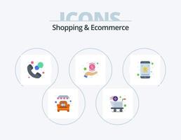 shopping e e-commerce piatto icona imballare 5 icona design. in linea sconto. percentuale. chiamata. offerta. sconto vettore