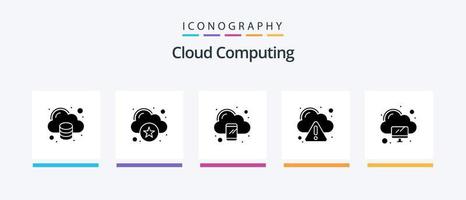 nube calcolo glifo 5 icona imballare Compreso informatica. informatica. avvertimento. nube. creativo icone design vettore