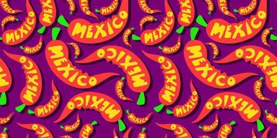rosso caldo jalapeno Pepe. chili Pepe simbolo di messicano cucina. il iscrizione Messico su il sfondo di chili peperoni. senza soluzione di continuità modello vettore