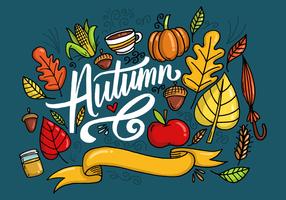 Autumn Leaves Lettering Vector