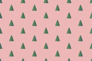 verde Natale albero su rosa carta arte astratto sfondo con cielo e linea design per allegro Natale, manifesto carta, striscioni, regalo carta, Natale concetto. vettore illustrazione. carta tagliare stile.