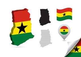 Mappa del Ghana e icone vettore