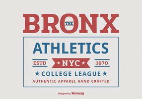 Disegno di vettore della maglietta di tipografia di sport di atletismo del New York College di Bronx
