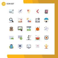 mobile interfaccia piatto colore impostato di 25 pittogrammi di libro sinistra progetto freccia utente modificabile vettore design elementi