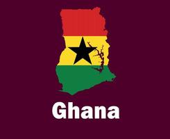 Ghana carta geografica bandiera con nomi simbolo design Africa calcio finale vettore africano paesi calcio squadre illustrazione