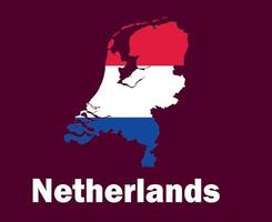 Olanda carta geografica bandiera con nomi simbolo design Europa calcio finale vettore europeo paesi calcio squadre illustrazione