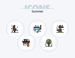 estate linea pieno icona imballare 5 icona design. boccaglio. oceano. sfera. maschera. estate vettore