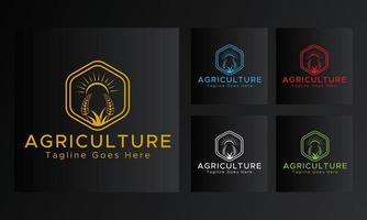 Vintage ▾ agricoltura logo. blu, rosso, verde, bianca e d'oro colore.retro stile lusso logo. vettore