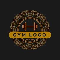 Palestra ornamento logotype.vintage fitness loghi. cerchio forma. retrò stile logo modello. vettore