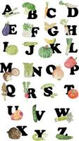 acquerello sfondo con colorato verdura alfabeto. acquerello az verdure. pieno lettere verdure illustrazione vettore