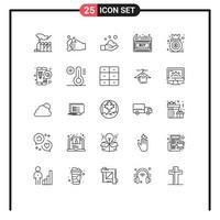 universale icona simboli gruppo di 25 moderno Linee di grafico grafico lavare analisi vendita modificabile vettore design elementi