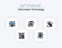 informazione tecnologia linea pieno icona imballare 5 icona design. . telecomunicazione. cartella. Radio. collegamento vettore