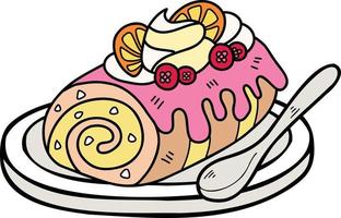 mano disegnato rotolo torta e Limone illustrazione vettore